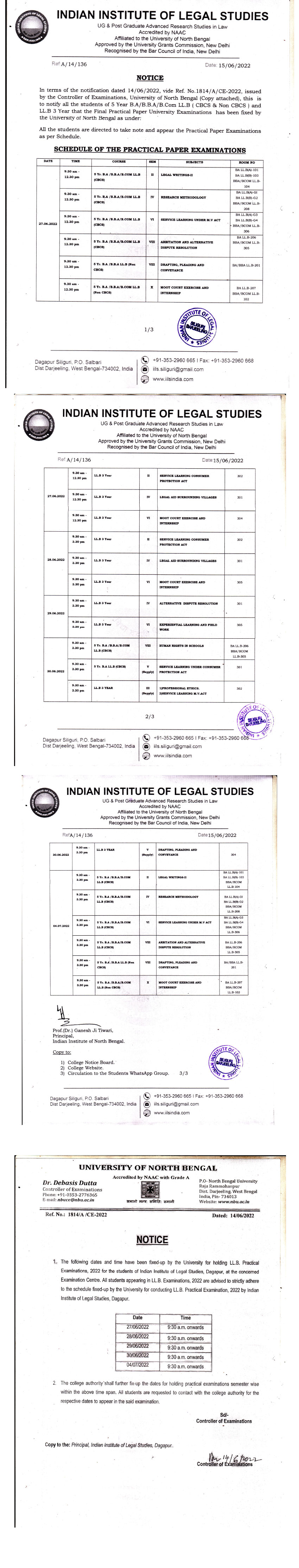 Notice Regarding Examination Schedule - July, 2022